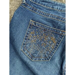 Baby Phat Women's Jeans Rhinestones Distressed Blue 36x28.25 Tagged 18